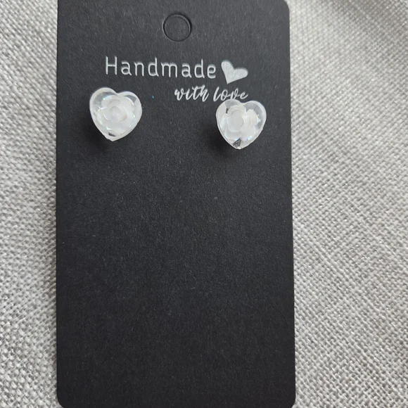 Heart Shaped White Earrings - Picture 1 of 1